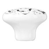 Whimsical Skinny Black Cat Patroon Keramische Knop (Zijkant)