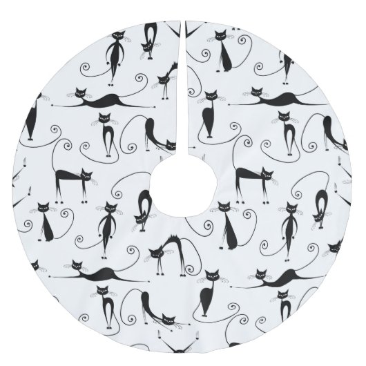 Whimsical Skinny Black Cat Patroon Kerstboom Rok (Voorkant)