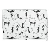 Whimsical Skinny Black Cat Patroon Kussensloop (Voorkant)