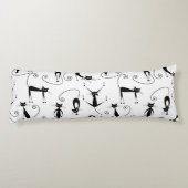 Whimsical Skinny Black Cat Patroon Lichaamskussen (Achterkant)