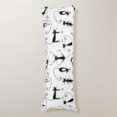 Whimsical Skinny Black Cat Patroon Lichaamskussen (Voorkant Verticaal)