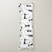 Whimsical Skinny Black Cat Patroon Lichaamskussen (Achterkant (Verticaal))