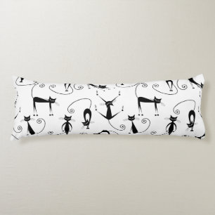 Whimsical Skinny Black Cat Patroon Lichaamskussen