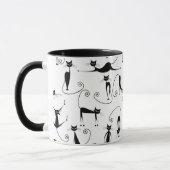 Whimsical Skinny Black Cat Patroon Mok (Links)