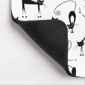 Whimsical Skinny Black Cat Patroon Muismat (Hoek)