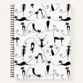 Whimsical Skinny Black Cat Patroon Notitieboek (Voorkant)