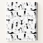 Whimsical Skinny Black Cat Patroon Notitieboek (Achterkant)