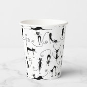Whimsical Skinny Black Cat Patroon Papieren Bekers (Achterkant)