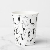 Whimsical Skinny Black Cat Patroon Papieren Bekers (Rechts)