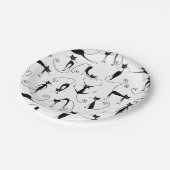 Whimsical Skinny Black Cat Patroon Papieren Bordje (Gekanteld)