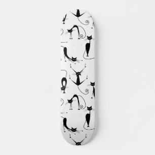 Whimsical Skinny Black Cat Patroon Persoonlijk Skateboard
