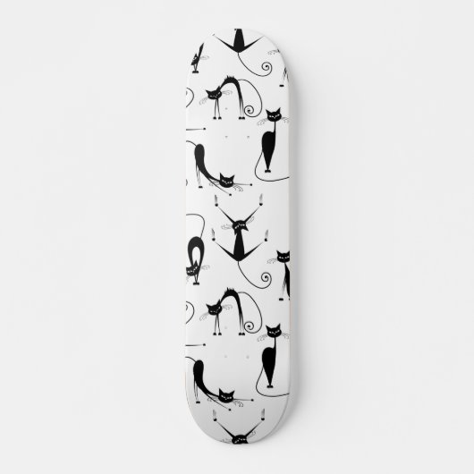 Whimsical Skinny Black Cat Patroon Persoonlijk Skateboard (Voorkant)