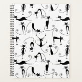 Whimsical Skinny Black Cat Patroon Planner (Voorkant)