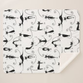 Whimsical Skinny Black Cat Patroon Sherpa Deken (Voorkant (horizontaal))