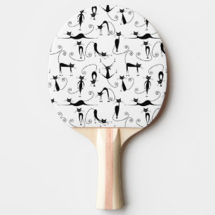 Whimsical Skinny Black Cat Patroon Tafeltennisbatje