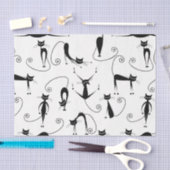 Whimsical Skinny Black Cat Patroon Tissuepapier (Craft)