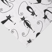 Whimsical Skinny Black Cat Patroon Tissuepapier (Detail)
