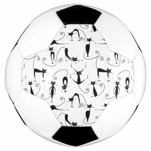 Whimsical Skinny Black Cat Patroon Voetbal (Voorkant)