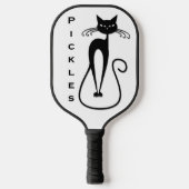 Whimsical Skinny Black Cat Persoonlijk Pickleball Paddle (Voorkant)