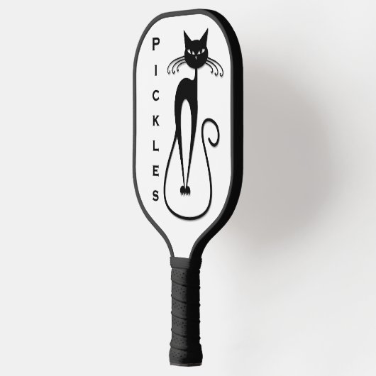 Whimsical Skinny Black Cat Persoonlijk Pickleball Paddle (Links)