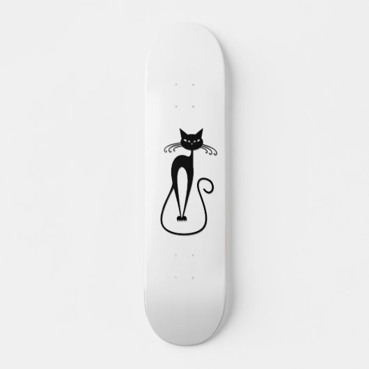 Whimsical Skinny Black Cat Persoonlijk Skateboard (Voorkant)