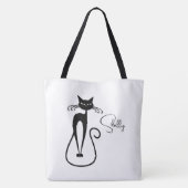 Whimsical Skinny Black Cat Persoonlijk Tote Bag (Achterkant)