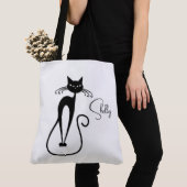 Whimsical Skinny Black Cat Persoonlijk Tote Bag (Dichtbij)