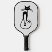 Whimsical Skinny Black Cat Pickleball Paddle (Voorkant)