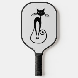 Whimsical Skinny Black Cat Pickleball Paddle