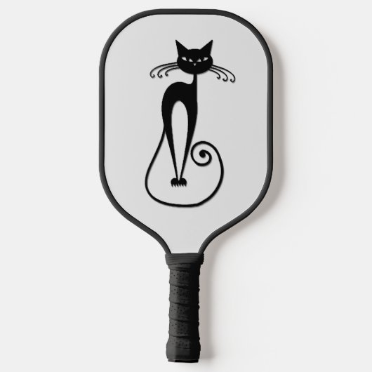 Whimsical Skinny Black Cat Pickleball Paddle (Achterkant)