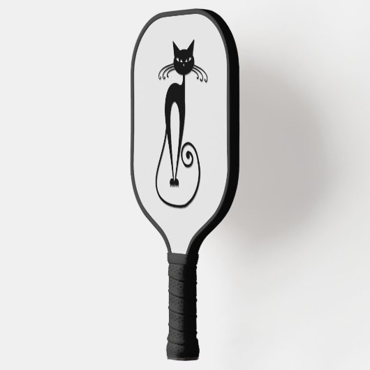Whimsical Skinny Black Cat Pickleball Paddle (Links)
