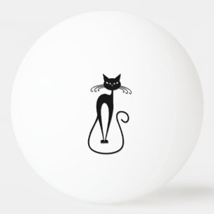 Whimsical Skinny Black Cat Pingpongbal