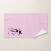 Whimsical Skinny Black Cat Roze Bad Handdoek (Handdoek)