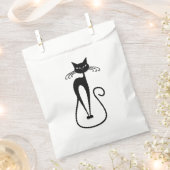 Whimsical Skinny Black Cat Roze Bedankzakje (Geknipt)