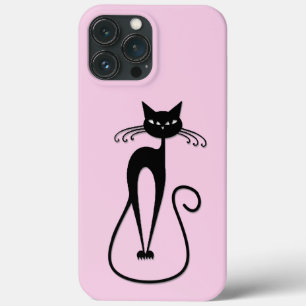 Whimsical Skinny Black Cat Roze Case-Mate iPhone Case