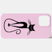 Whimsical Skinny Black Cat Roze Case-Mate iPhone Case (Achterkant (horizontaal))