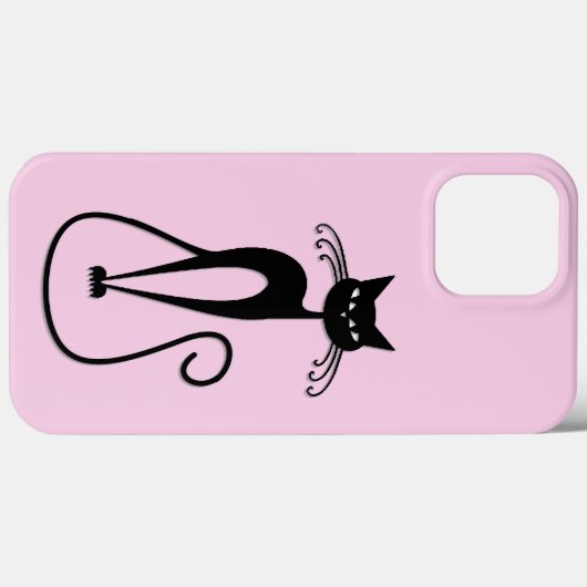 Whimsical Skinny Black Cat Roze Case-Mate iPhone Case (Achterkant (horizontaal))