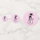 Whimsical Skinny Black Cat Roze Confetti (Achterkanten)
