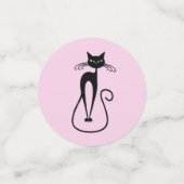 Whimsical Skinny Black Cat Roze Confetti (Kleine voorkant)