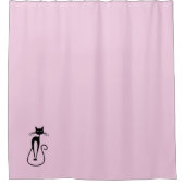Whimsical Skinny Black Cat Roze Douchegordijn (Voorkant)