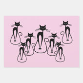 Whimsical Skinny Black Cat Roze Inpakpapier Vel (Voorkant 2)