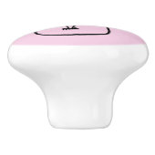 Whimsical Skinny Black Cat Roze Keramische Knop (Zijkant)