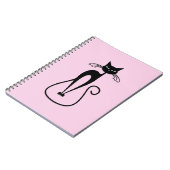 Whimsical Skinny Black Cat Roze Notitieboek (Linkerzijde)