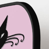 Whimsical Skinny Black Cat Roze Persoonlijk Pickleball Paddle (Links Detail)