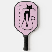 Whimsical Skinny Black Cat Roze Persoonlijk Pickleball Paddle (Achterkant)