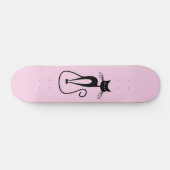 Whimsical Skinny Black Cat Roze Persoonlijk Skateboard (Horizontaal)