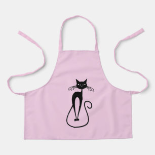 Whimsical Skinny Black Cat Roze Schort