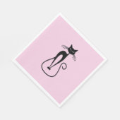 Whimsical Skinny Black Cat Roze Servet (Hoek)