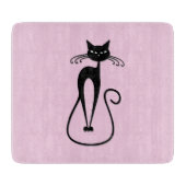 Whimsical Skinny Black Cat Roze Snijplank (Voorkant)