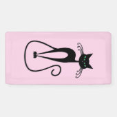 Whimsical Skinny Black Cat Roze Spandoek (Horizontaal)